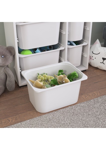 Rine 8 Derin Sepetli Çok Amaçlı Oyuncak Dolabı Beyaz