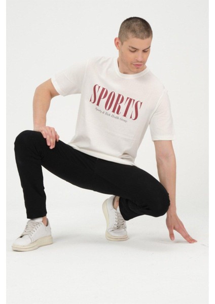 Erkek Beyaz Basic T-Shirt Basıkılı Slim Fit Rahat Kalıp %100 Pamuk Tişört fırsatları