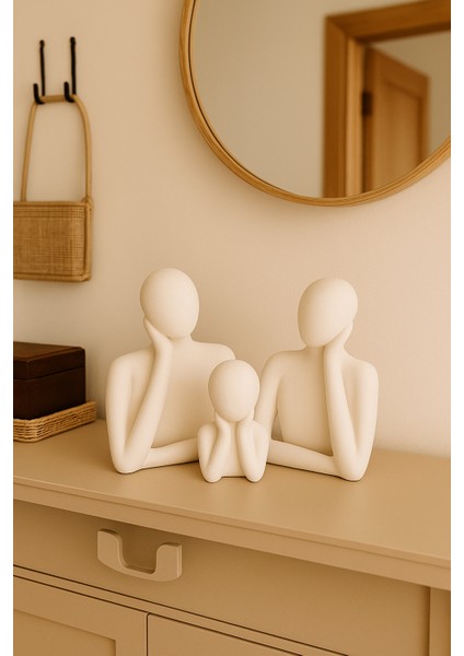 Soyut Aile Heykeli Seti – El Yapımı Modern Biblo | 2, 3, 4 Çocuklu Aile Figürleri | Minimalist Dekoratif Aksesuar fiyatları
