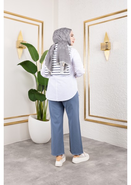 Beli Lastikli Keten Pantolon - Mavi / A0104 indirimleri
