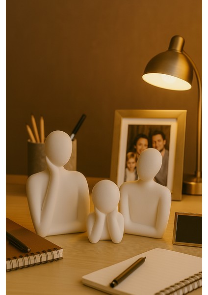 Soyut Aile Heykeli Seti – El Yapımı Modern Biblo | 2, 3, 4 Çocuklu Aile Figürleri | Minimalist Dekoratif Aksesuar modelleri