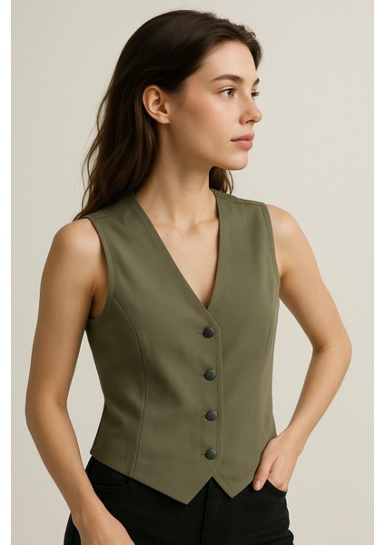Kadın Keten Yelek – Düğmeli, Astarsız, V Yaka Yazlık Şık Yelek | Doğal Kumaş Rahat Kalıp fırsatları