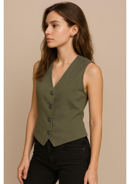 Kadın Keten Yelek – Düğmeli, Astarsız, V Yaka Yazlık Şık Yelek | Doğal Kumaş Rahat Kalıp indirimleri
