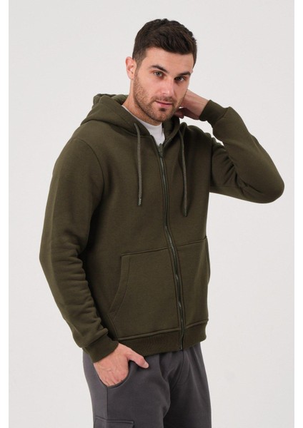 Unisex Fermuarlı Kanguru Cep 3 Iplik Sweatshirt Içi Polar fiyatları