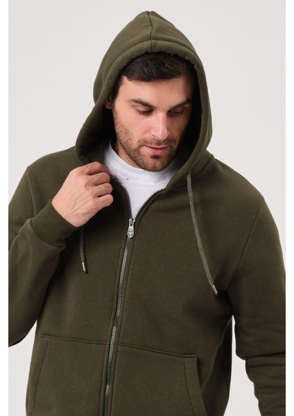 Unisex Fermuarlı Kanguru Cep 3 Iplik Sweatshirt Içi Polar indirimleri