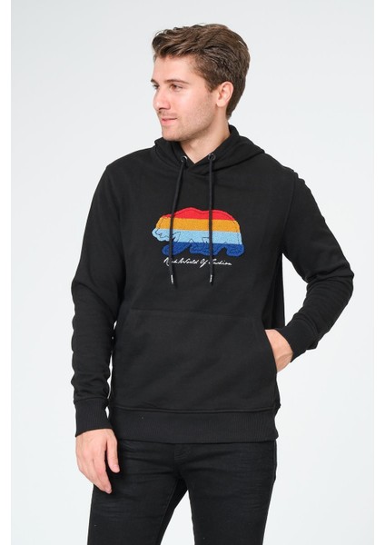 Süzene Nakış Ayı Baskılı Kapüşonlu Lacivert Sweatshirt Polarlı fiyatları