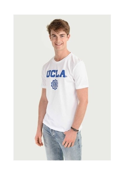 GAYLEY Beyaz Bisiklet Yaka Erkek T-shirt