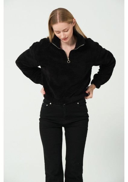 Kadın Peluş Yarım Fermuarlı Polar Mont indirimleri