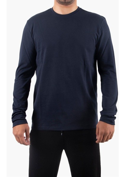 Bisiklet Yaka Lacivert Body %100 Pamuk Uzun Kollu Tişört fiyatları