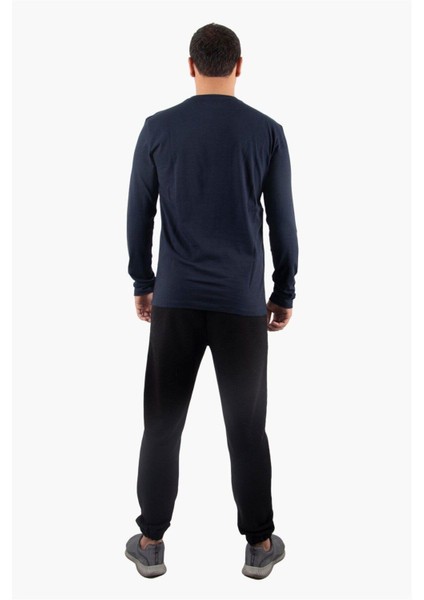 Bisiklet Yaka Lacivert Body %100 Pamuk Uzun Kollu Tişört modelleri