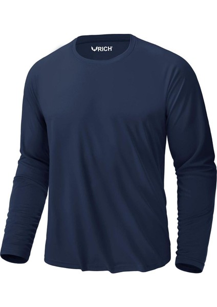 Erkek Lacivert Basic Uzun Kollu Tişört Sporcu Body T-Shirt