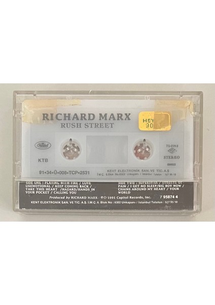 Richard Marx Rush Street Kaset (Orjnal Dönem Baskı Kaset) fiyatları