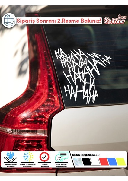 Joker Gülüşü "hahaha" Yazılı Araba Cam Stickerı – Suya Dayanıklı