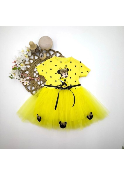 Mickey Desenli Sarı Bebek Tütü Elbisesi fırsatları