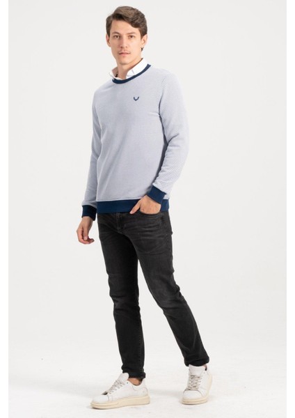 Erkek Bisiklet Yaka Lacivert Kazak Sweatshirt fiyatları