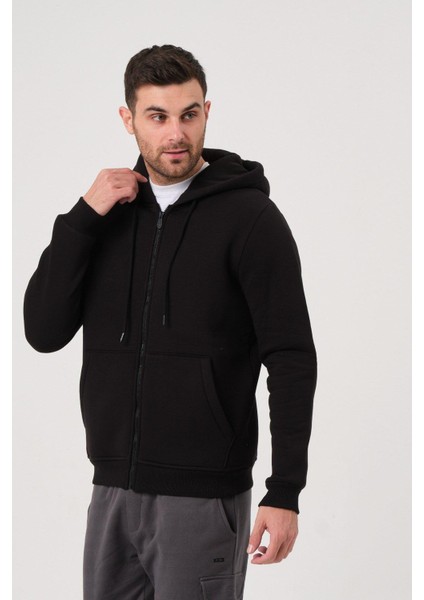 Unisex Fermuarlı Kanguru Cep 3 Iplik Sweatshirt Içi Polar fiyatları