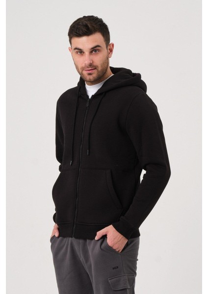 Unisex Fermuarlı Kanguru Cep 3 Iplik Sweatshirt Içi Polar modelleri