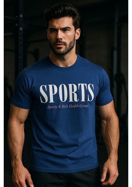 Erkek Lacivet Basic T-Shirt Baskılı Slim Fit %100 Pamuk Tişört