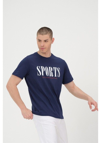 Erkek Lacivet Basic T-Shirt Baskılı Slim Fit %100 Pamuk Tişört fırsatları