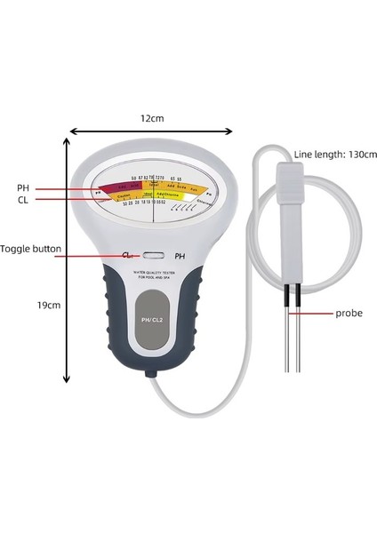 Klor Ölçüm Cihazı Su Kalitesi Ph ve Klor Test Cihazı Cl2 Ph Klor Ölçer Yüzme Havuzu Spa Akvaryum