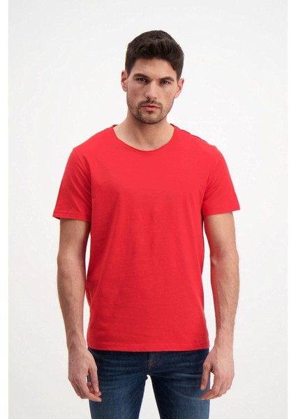 Kırmızı Erkek Yıkamalı Basic T-Shirt
