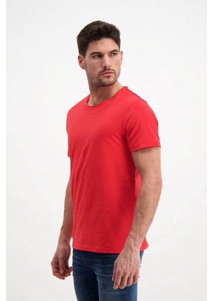 Kırmızı Erkek Yıkamalı Basic T-Shirt fiyatları