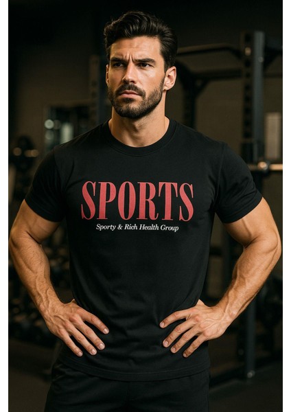 Erkek Siyah Basic T-Shirt Baskılı Slim Fit %100 Pamuk Tişört fiyatları