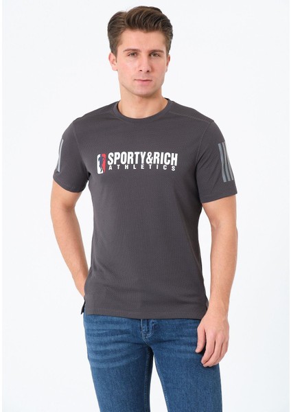 Erkek Bisiklet Yaka Basic Baskılı T-Şhirt