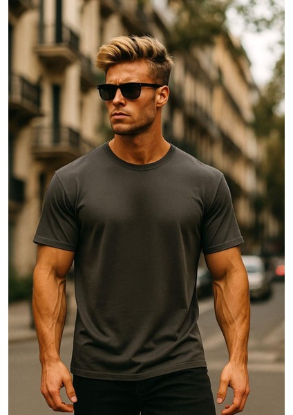 Erkek %100 Pamuk Oversize Tişört Basic Bisiklet Yaka Kısa Kollu T-Shirt fiyatları