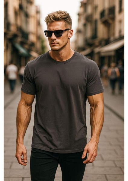 Erkek %100 Pamuk Oversize Tişört Basic Bisiklet Yaka Kısa Kollu T-Shirt fırsatları