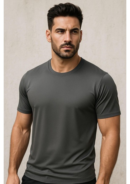 Erkek %100 Pamuk Slim Fit Sporcu Tişört Basic Bisiklet Yaka Kısa Kollu T-Shirt indirimleri