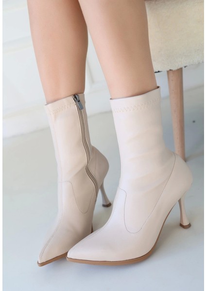 Moert Bej Cilt Streç Topuklu Bot fiyatları