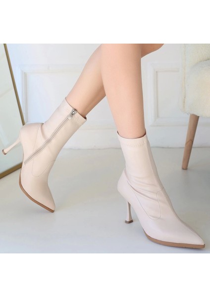 Moert Bej Cilt Streç Topuklu Bot fırsatları