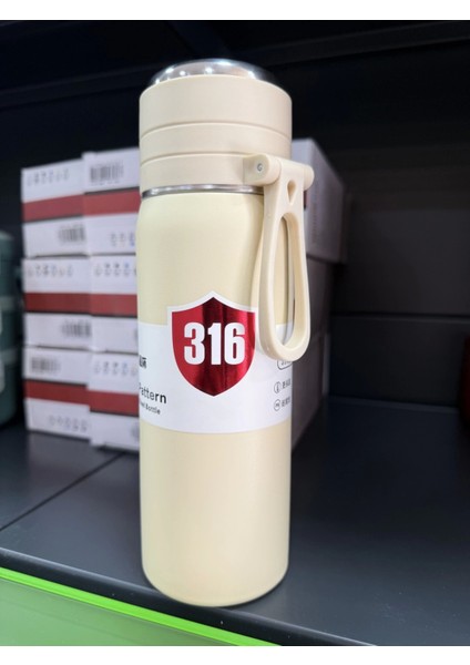 Paslanmaz Çelik Termos Su Şişesi 500ML Vakumlu Kapak Krem Ithal Ürün fiyatları