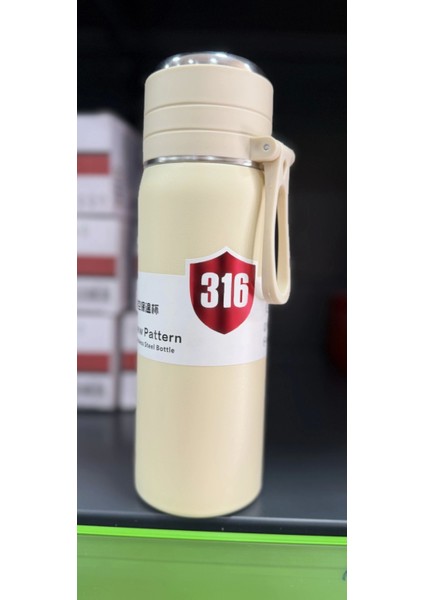 Paslanmaz Çelik Termos Su Şişesi 500ML Vakumlu Kapak Krem Ithal Ürün indirimleri