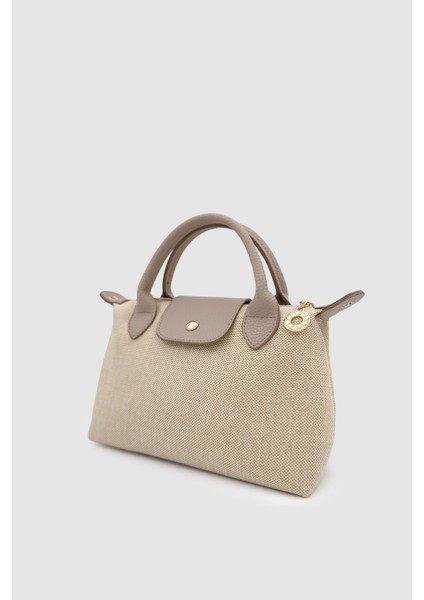 Neylo Fermuar ve Mıknatıs Kapamalı Keten Çapraz Askılı El Çantası Krem Vizon fiyatları