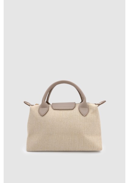 Neylo Fermuar ve Mıknatıs Kapamalı Keten Çapraz Askılı El Çantası Krem Vizon fırsatları