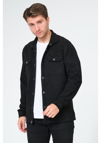Siyah Erkek Süet Gömlek Tişört Üstü Kalın Gömlek fiyatları