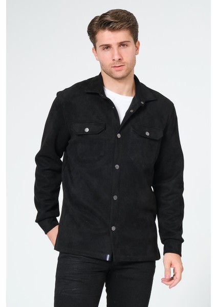 Siyah Erkek Süet Gömlek Tişört Üstü Kalın Gömlek fırsatları