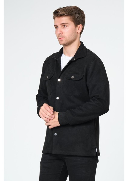 Siyah Erkek Süet Gömlek Tişört Üstü Kalın Gömlek indirimleri