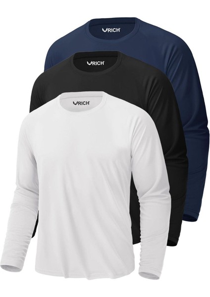 Erkek 3'lü Paket Basic Uzun Kollu Tişört Sporcu Body T-Shirt