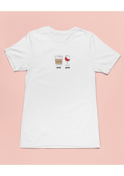 Sabah Kahve Akşam Şarap Unisex Tişört T-Shirt fiyatları