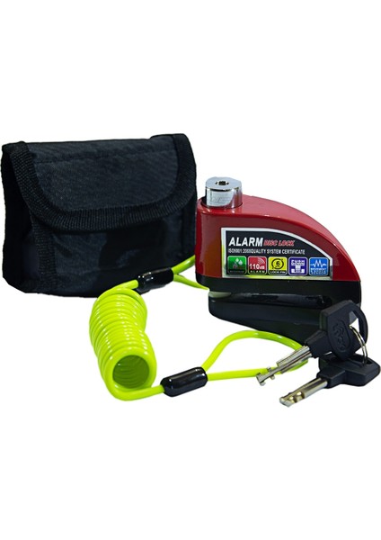 Disk Kilit HSB125 Kırmızı Alarmlı Kablolu