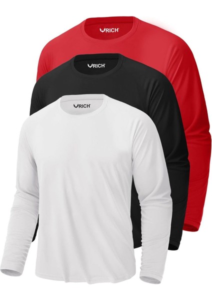 Erkek 3'lü Paket Basic Uzun Kollu Tişört Sporcu Body T-Shirt