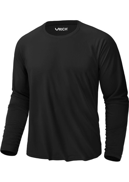 Erkek Siyah Basic Uzun Kollu Tişört Sporcu Body T-Shirt