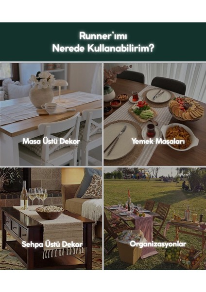 Premium | Keten Beyaz Runner 40 x 150 Cm fiyatları