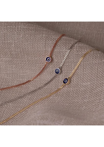 Lacivert Nazar Boncuklu Minimal Altın Bileklik modelleri