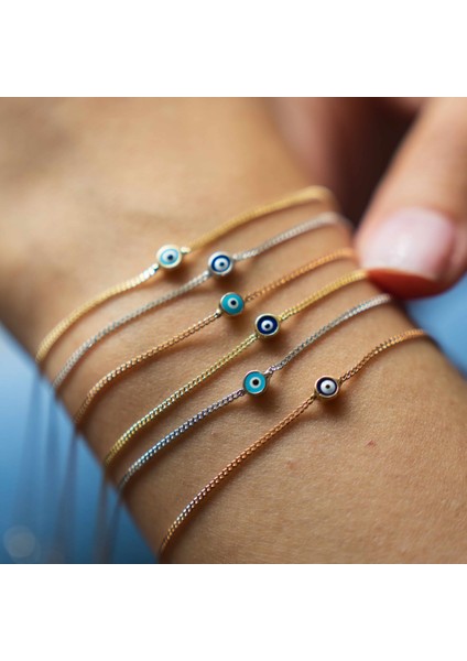 Lacivert Nazar Boncuklu Minimal Altın Bileklik fırsatları