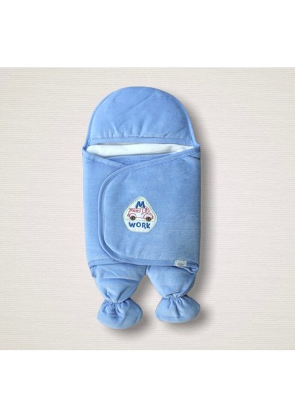 Mavi Kadife Yenidoğan Bebek Kundaklama Seti fiyatları