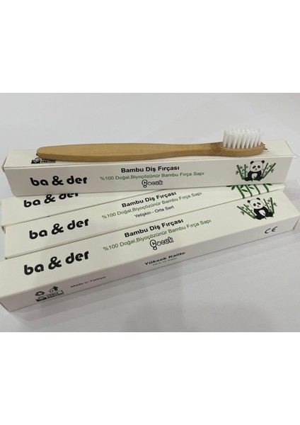 Ba&der %100 Doğal Çocuk Bambu Diş Fırçası_beyaz Renk_yumuşak_soft_tekli modelleri
